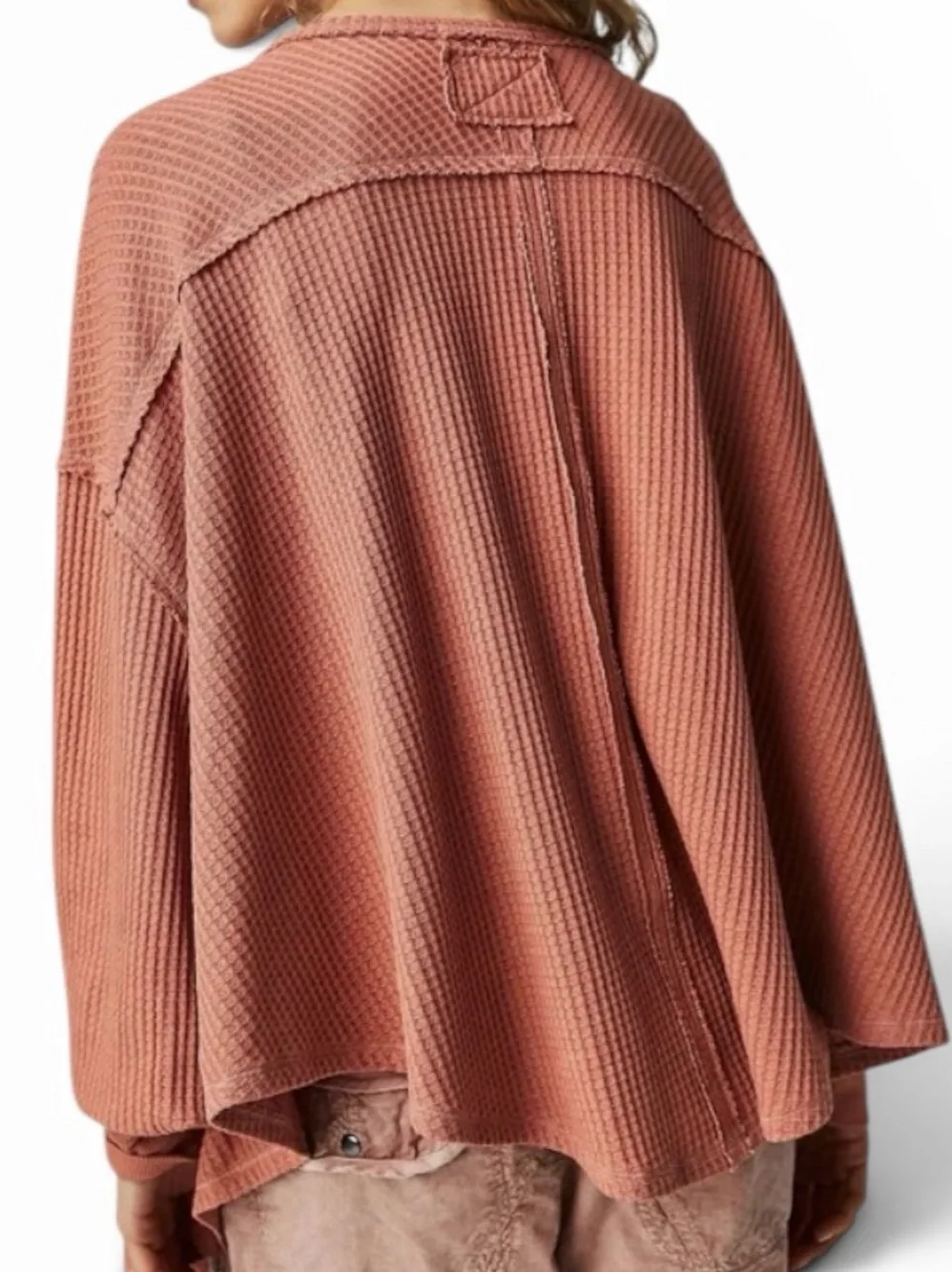 Women's Oversized Waffle Knit Sweater - Rust - Picture 4 of 9